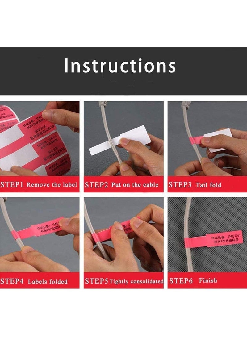 ملصق كابلات من 6 أوراق، ملصق كابلات من النوع P ملون، ملصق كابلات الشبكة، مقاوم للماء والتمزق، مقاوم للزيت، مناسب للأعمال المكتبية، تنظيم كابلات المدارس المنزلية، طابعة ليزر خطية - Image 4
