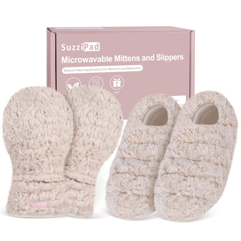 SuzziPad Microwavable Hand Warmers and Heated Slippers, Heated Hand Mitts and Feet Warmers for Fatigue and Discomfort, Cold Feet Reliever for Bed, Ideal Choice for Women & Men in Cold Day, L - Image 1