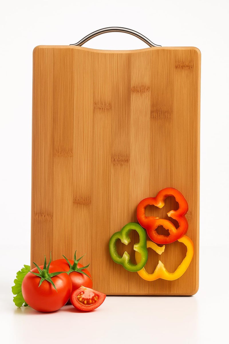 Jaipur Ace Natural Bamboo Cutting Board with Handle | Durable Chopping Board for Vegetables, Meat & Cheese | Easy to Clean Kitchen Board (36 * 26cm) - Image 5