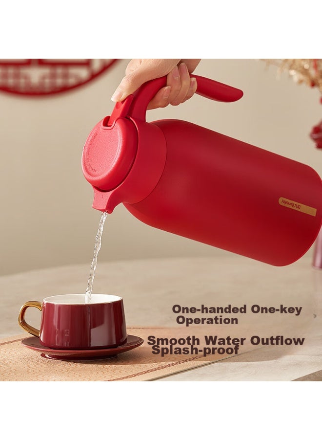 Joyoung Insulated Thermos, Large Capacity For Home Use, 304 Stainless Steel Hot Water Bottle, Wedding Dowry, Water Jug, 2l, Red - Image 3