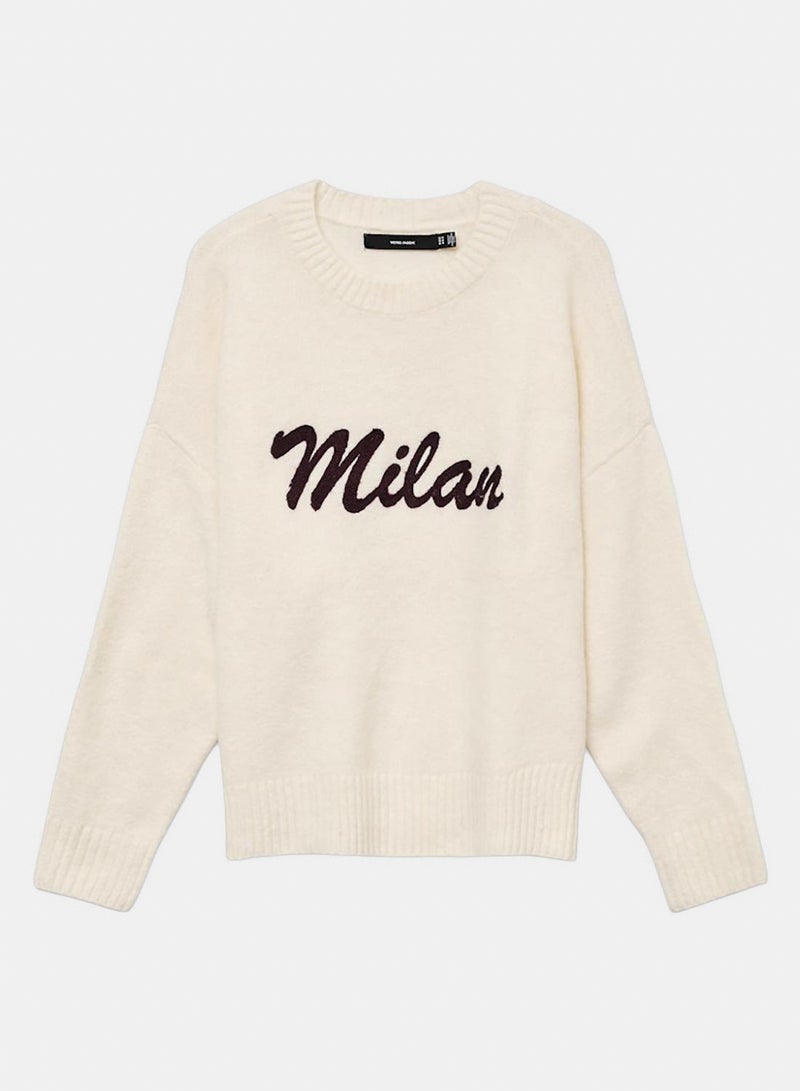 VERO MODA Vmboom Ls O-Neck Text Pullover Noos - Image 1