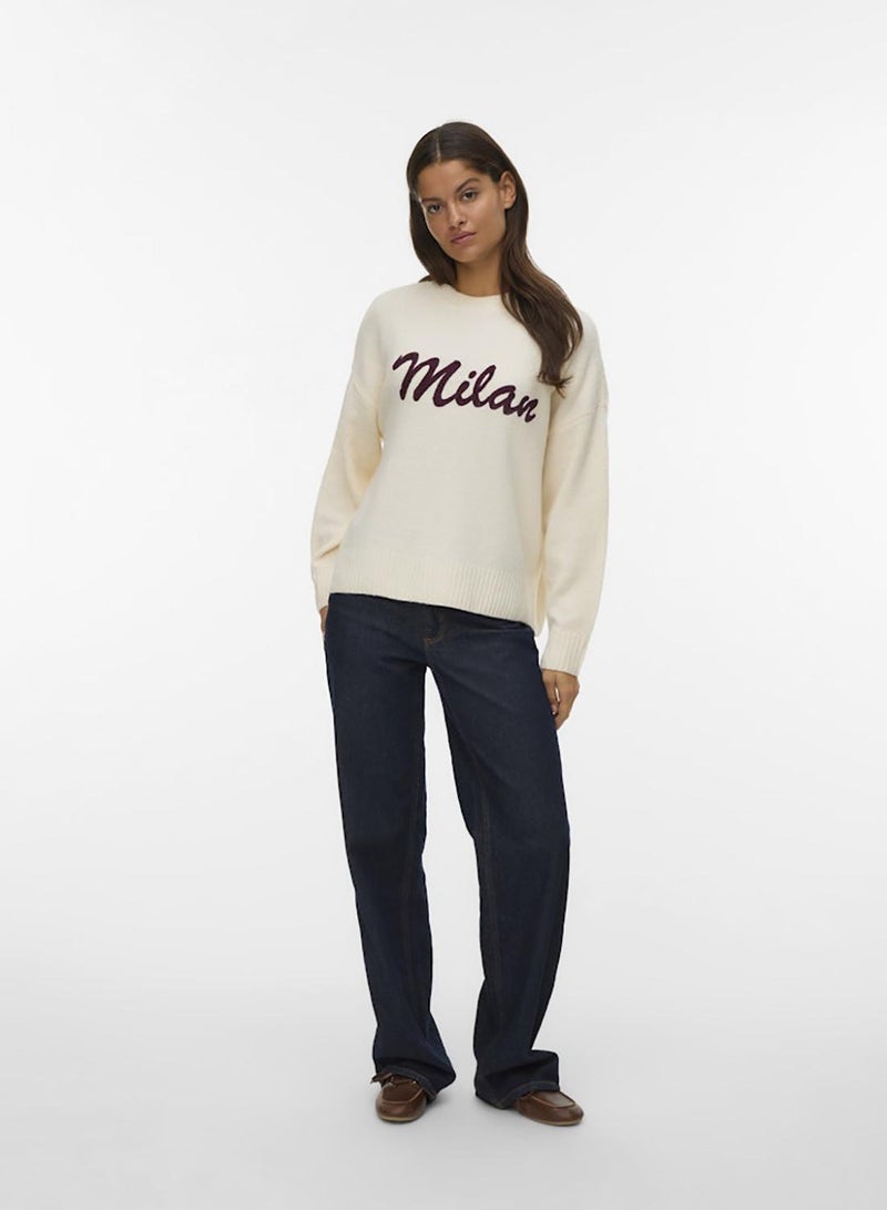 VERO MODA Vmboom Ls O-Neck Text Pullover Noos - Image 2