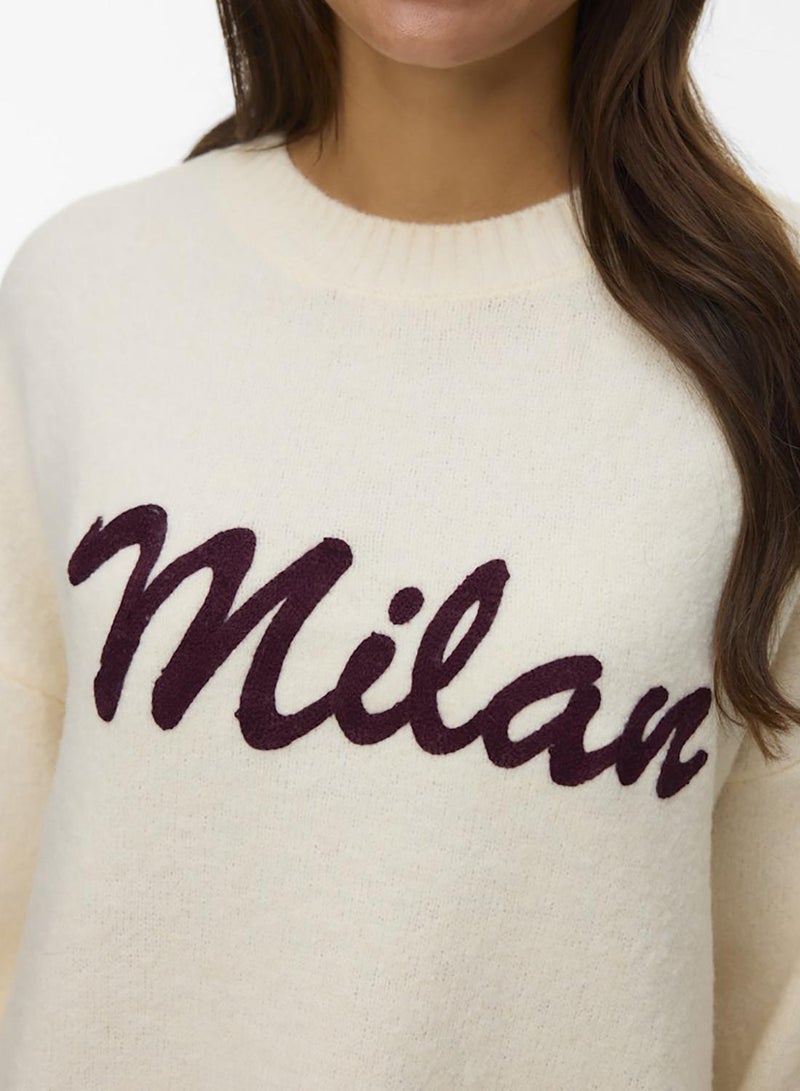VERO MODA Vmboom Ls O-Neck Text Pullover Noos - Image 5