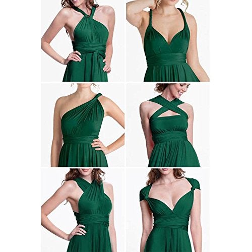 IWEMEK Women's Transformer Convertible Multi Way Wrap Long Prom Maxi Dress V-Neck Hight Low Wedding Bridesmaid Evening Party Grecian Dresses Boho Backless Halter Formal Cocktail Dance Gown Khaki Medium - Image 4
