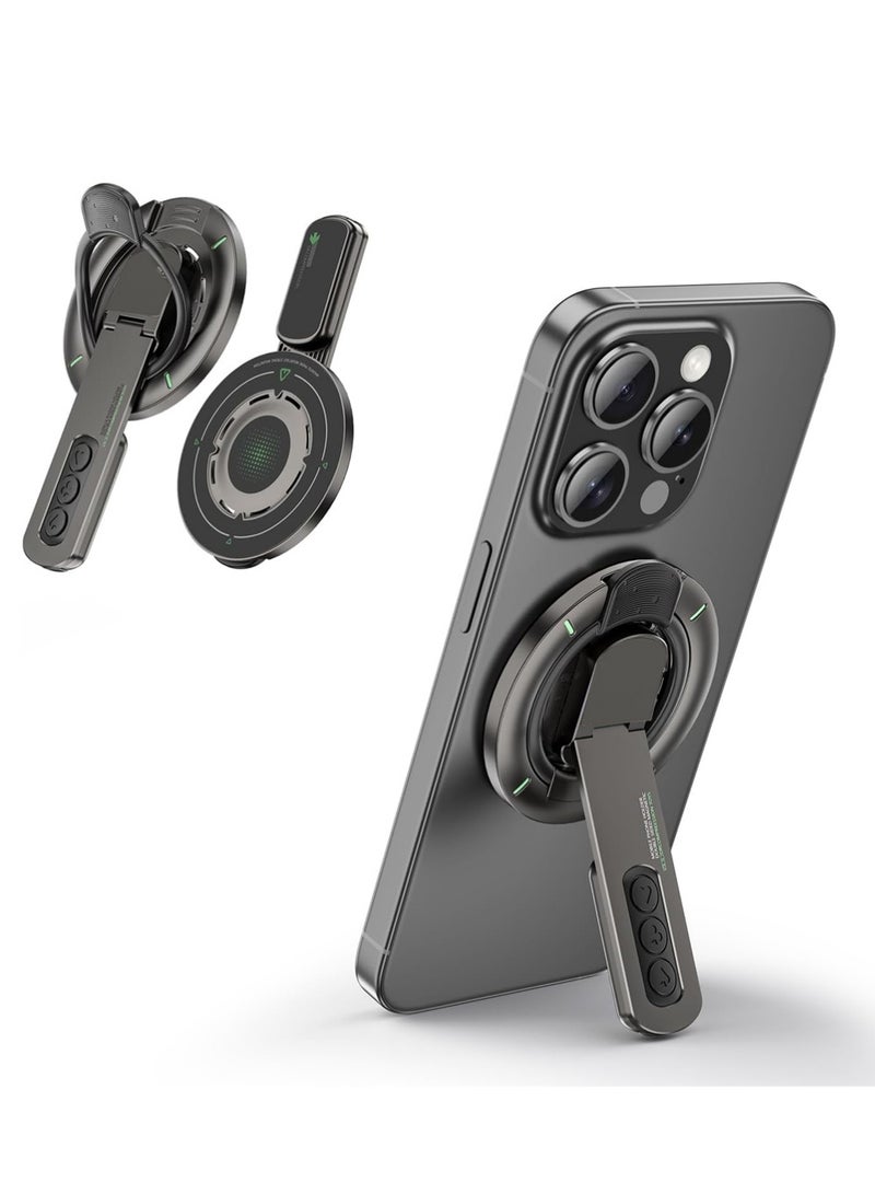 إكس ليفيل قبضة الهاتف لـ Magsafe Phone Stand 360 ° Roration Gym Holder Phone Kickstand Silicone Finger Ring تصميم مفصل تخفيف الضغط المبتكر مع خاتم المغناطيس متوافق مع سلسلة آيفون 17/16/15/14/13/12 ، سلسلة سامسونج غالاكسي S24 / 25 أسود - Image 1