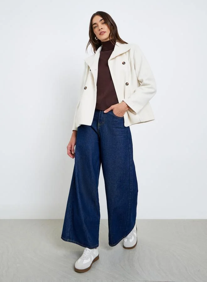 Styli Styli Off White Oversized Wool Look Jacket