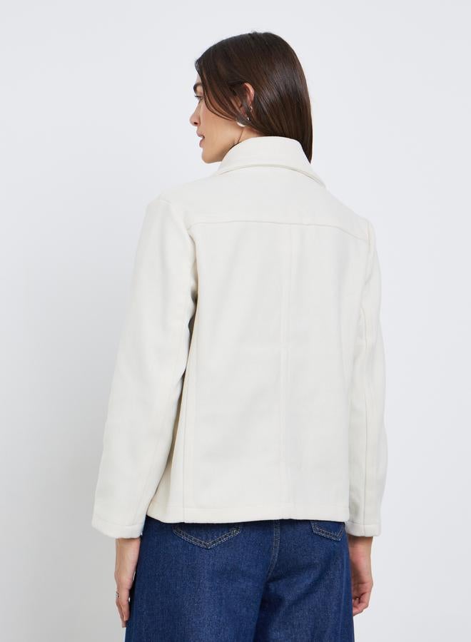 Styli Off White Oversized Wool Look Jacket - Image 5