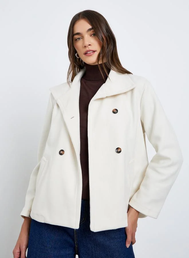 Styli Off White Oversized Wool Look Jacket