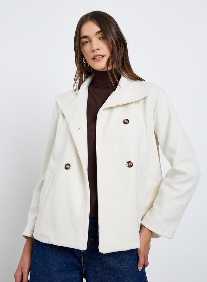 Styli Off White Oversized Wool Look Jacket - Image 1