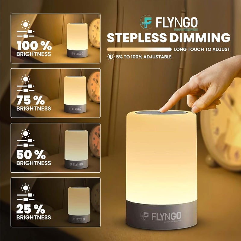FLYNGO FLYNGO Touch Control LED Night Light Table Lamp for Bedroom Living Room and Study with Adjustable Brightness USB Rechargeable A1  - Image 4