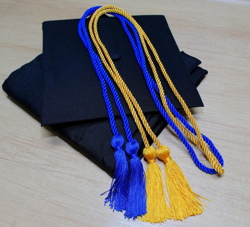 UIALECG Double Graduation Honor Cords - Royal Blue and Gold,68" Long - Image 3