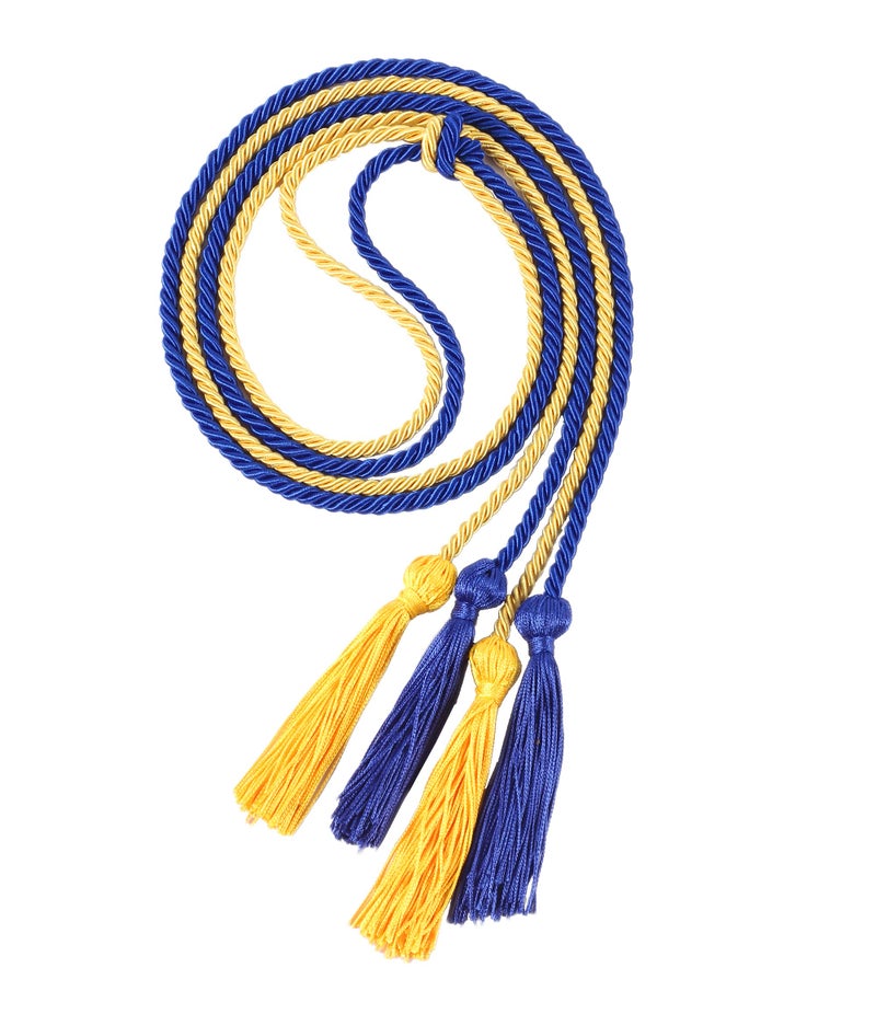 UIALECG Double Graduation Honor Cords - Royal Blue and Gold,68" Long - Image 1