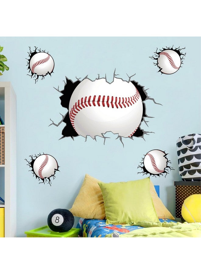 THEYGE Large Baseball Wall Stickers 3D Sport Balls Wall Decals Peel and Stick Big Baseball Theme Wall Decals Sport Wall Stickers for Boys Bedroom Kids Room Playroom Decor - Image 2