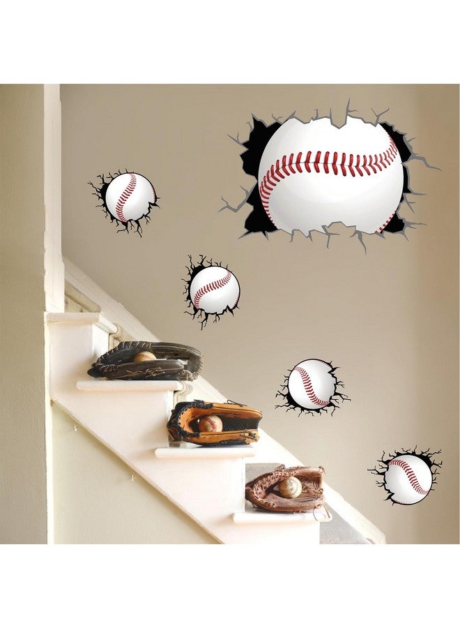 THEYGE Large Baseball Wall Stickers 3D Sport Balls Wall Decals Peel and Stick Big Baseball Theme Wall Decals Sport Wall Stickers for Boys Bedroom Kids Room Playroom Decor - Image 3