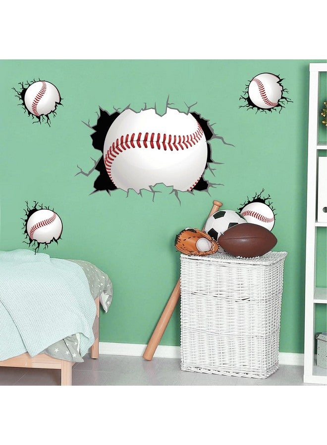 THEYGE Large Baseball Wall Stickers 3D Sport Balls Wall Decals Peel and Stick Big Baseball Theme Wall Decals Sport Wall Stickers for Boys Bedroom Kids Room Playroom Decor - Image 1