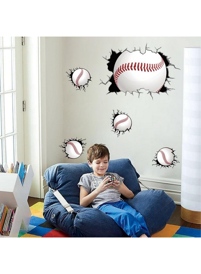 THEYGE Large Baseball Wall Stickers 3D Sport Balls Wall Decals Peel and Stick Big Baseball Theme Wall Decals Sport Wall Stickers for Boys Bedroom Kids Room Playroom Decor - Image 4