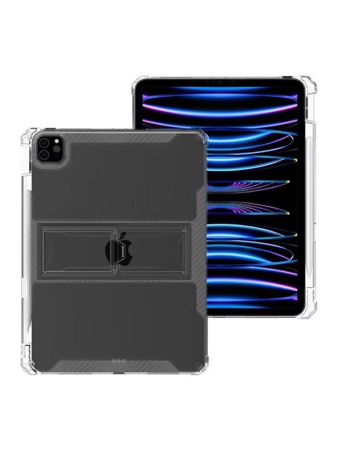 جراب iPad Pro مقاس 11 بوصة 2022 (الجيل الرابع) / 2020 (الجيل الثاني) / 2018 (الجيل الأول) مع حامل أقلام رصاص وغطاء متين مقاوم للصدمات مع مسند وحامل أقلام وحافظة واقية بأربع وسائد هوائية لجهاز iPad Pro - Image 4