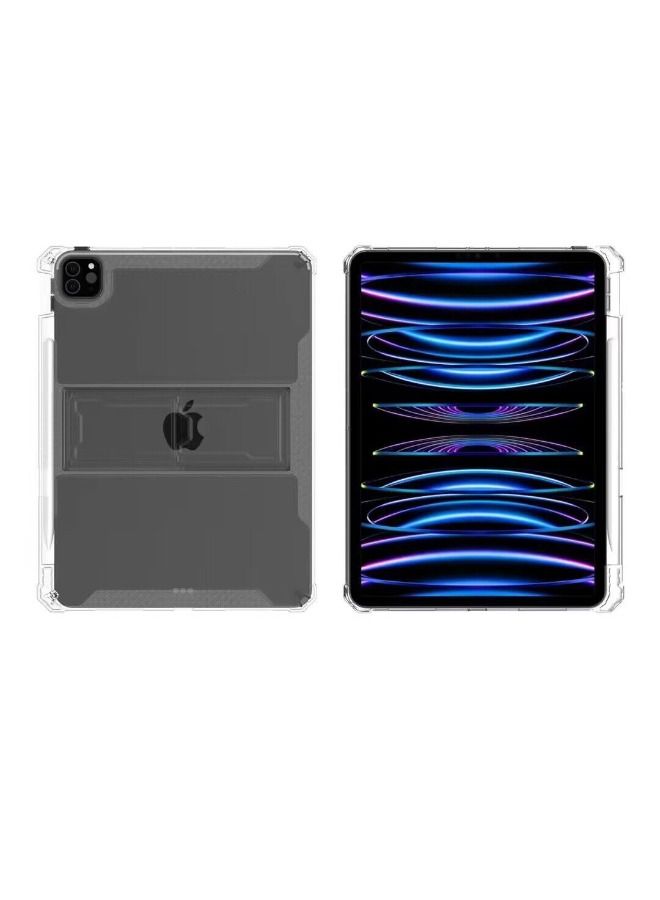 جراب iPad Pro مقاس 11 بوصة 2022 (الجيل الرابع) / 2020 (الجيل الثاني) / 2018 (الجيل الأول) مع حامل أقلام رصاص وغطاء متين مقاوم للصدمات مع مسند وحامل أقلام وحافظة واقية بأربع وسائد هوائية لجهاز iPad Pro - Image 5