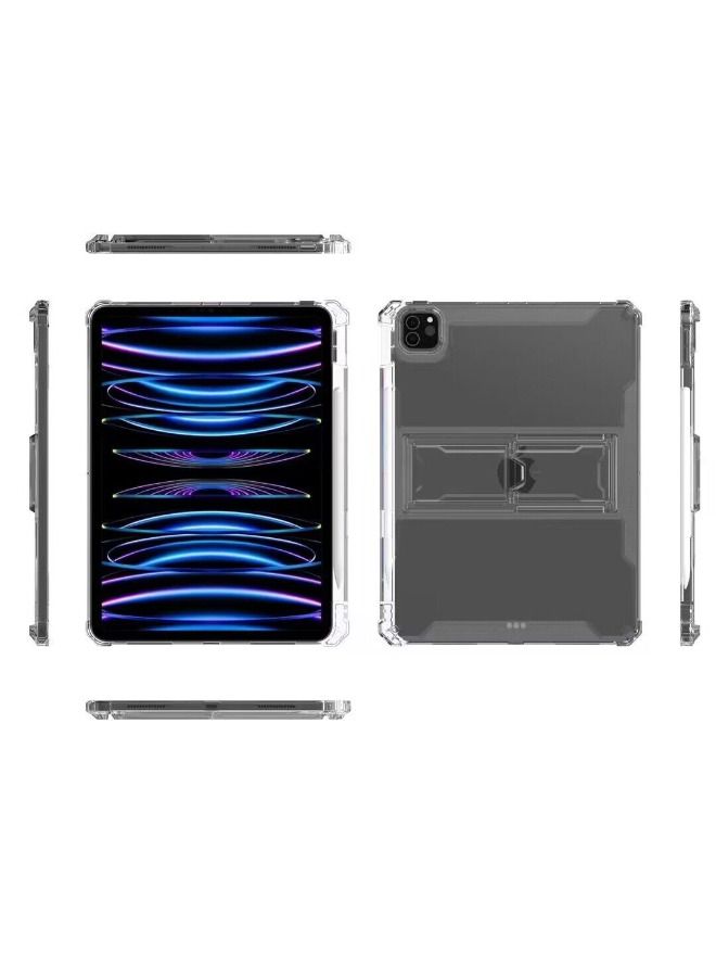 جراب iPad Pro مقاس 11 بوصة 2022 (الجيل الرابع) / 2020 (الجيل الثاني) / 2018 (الجيل الأول) مع حامل أقلام رصاص وغطاء متين مقاوم للصدمات مع مسند وحامل أقلام وحافظة واقية بأربع وسائد هوائية لجهاز iPad Pro - Image 3