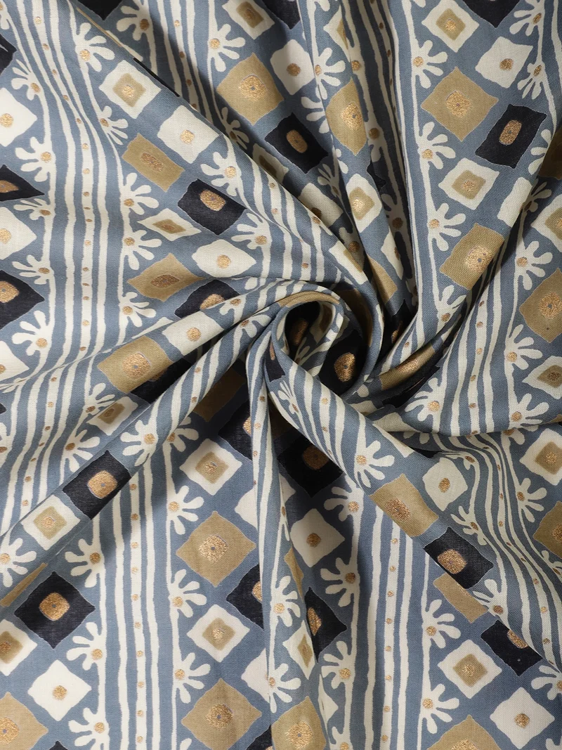 أيه كيه إس Slate Blue Tribal Ikat-Style Fabric