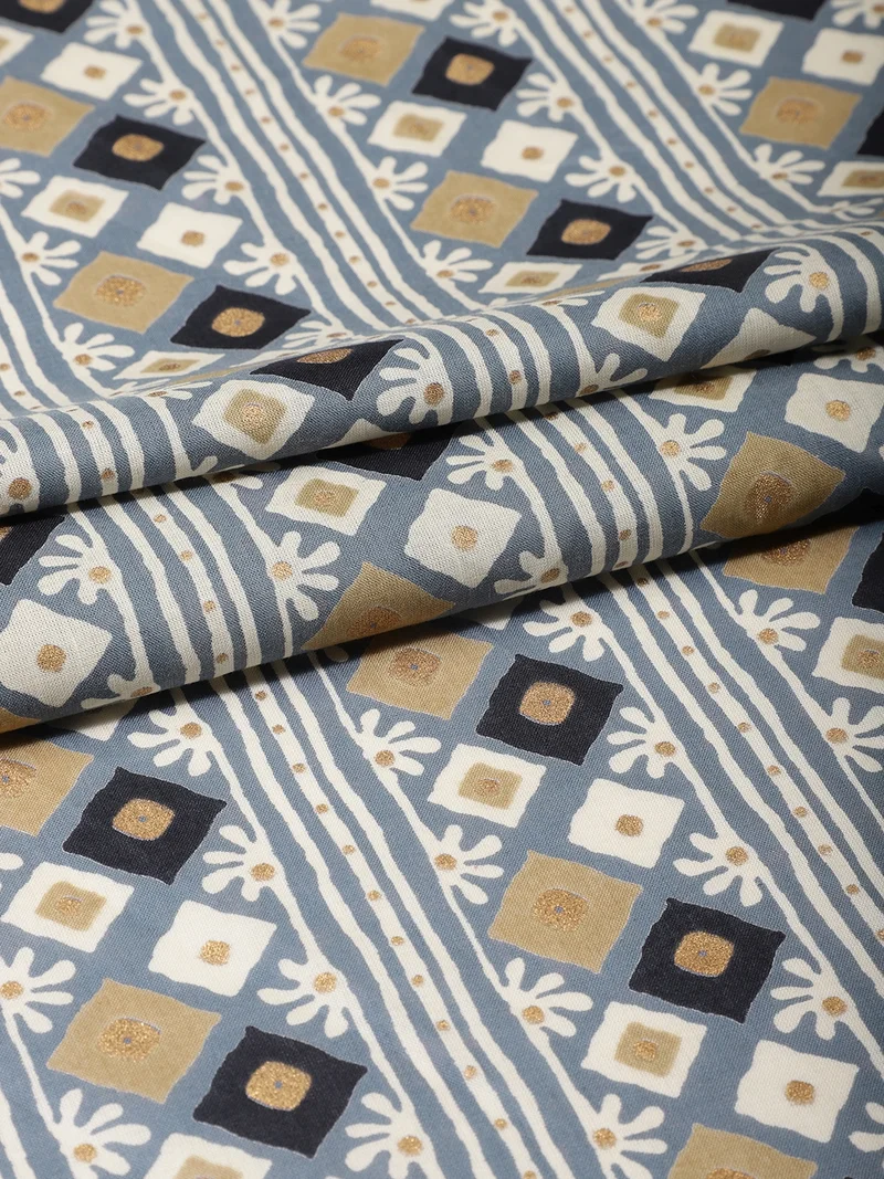 أيه كيه إس Slate Blue Tribal Ikat-Style Fabric