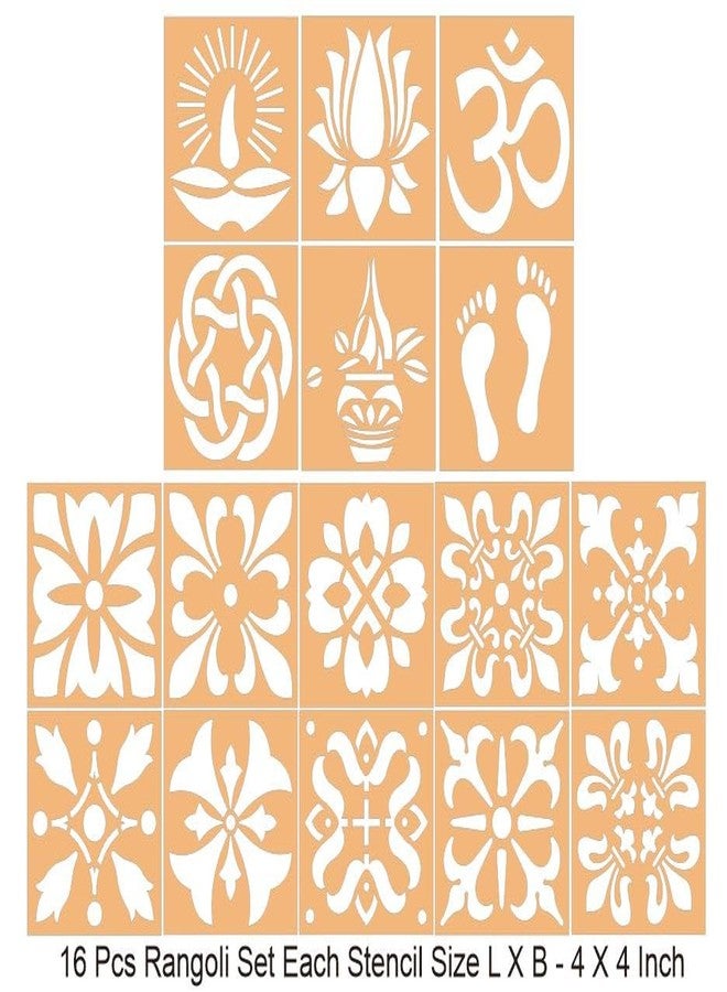 300Sparkles مجموعة 300Sparkles من قوالب رانجولي المقطوعة بالليزر من خشب MDF، 16 قطعة، لتزيين المنزل والمعابد في المناسبات الاحتفالية، مناسبة للاستخدام الداخلي والخارجي، مقاس 4 × 4 بوصة. - Image 2