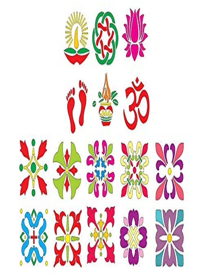 300Sparkles مجموعة 300Sparkles من قوالب رانجولي المقطوعة بالليزر من خشب MDF، 16 قطعة، لتزيين المنزل والمعابد في المناسبات الاحتفالية، مناسبة للاستخدام الداخلي والخارجي، مقاس 4 × 4 بوصة. - Image 1