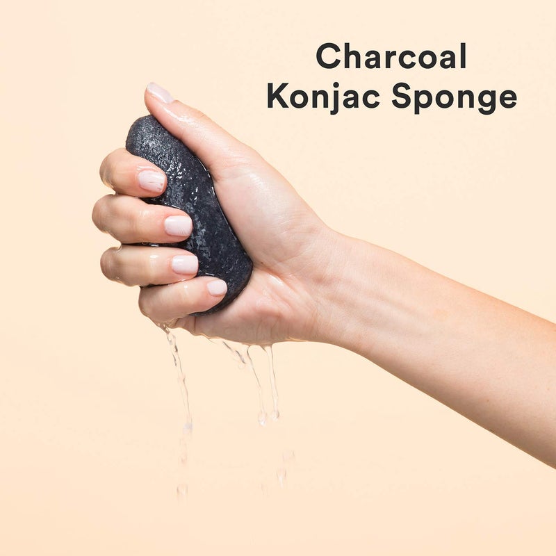 Julep Single Konjac Sponge - Face - Skin-Clarifying Charcoal Gentle Exfoliating Cleansing Tool with Convenient Suction Cup Hook - Image 2