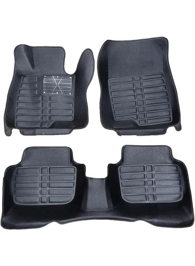 دواسات سيارة 5D عمولة - طقم جلد فاخر 3 قطع - متينة وسهلة التنظيف لحماية فرش مازدا 3 موديل 2019