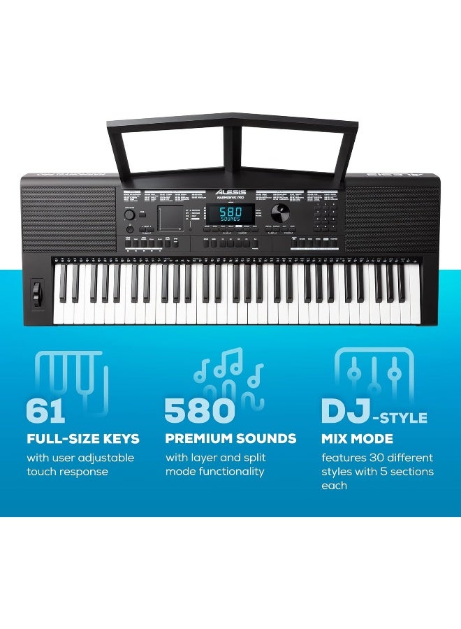 Alesis Harmony 61 Pro - 61 Key Keyboard Piano with Adjustable Touch Response and USB MIDI - Image 2