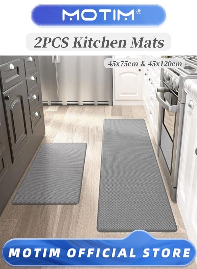 Motim Kitchen Mats and Rugs 2 Piece Set Waterproof Non-Skid Soft Absorbent Kitchen Mats Set for Floor Comfort Runner Rug for Kitchen Floor Laundry Room 45x75 cm + 45x120 cm  - Image 1