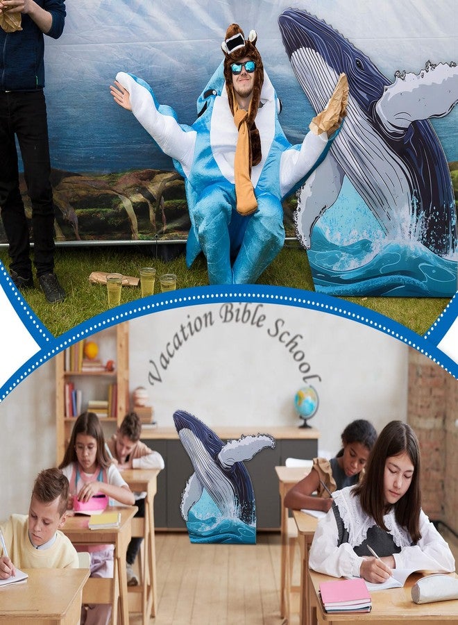 Burbell 3.3 ft Large North Vbs Whale Cardboard Cutout Stand up Religious Jonah & The Whale Photo Prop Stand up 3D Ocean Theme Party Decoration Standup Cutout for Ocean Decor Vbs Sunday School Supplies - Image 4