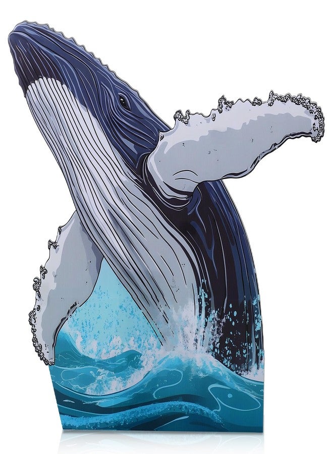 Burbell 3.3 ft Large North Vbs Whale Cardboard Cutout Stand up Religious Jonah & The Whale Photo Prop Stand up 3D Ocean Theme Party Decoration Standup Cutout for Ocean Decor Vbs Sunday School Supplies - Image 1