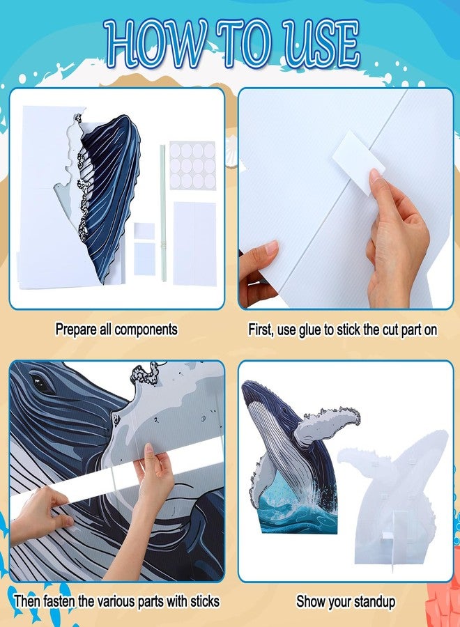 Burbell 3.3 ft Large North Vbs Whale Cardboard Cutout Stand up Religious Jonah & The Whale Photo Prop Stand up 3D Ocean Theme Party Decoration Standup Cutout for Ocean Decor Vbs Sunday School Supplies - Image 2