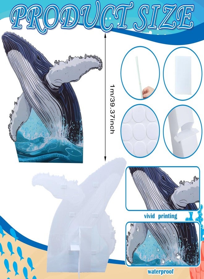 Burbell 3.3 ft Large North Vbs Whale Cardboard Cutout Stand up Religious Jonah & The Whale Photo Prop Stand up 3D Ocean Theme Party Decoration Standup Cutout for Ocean Decor Vbs Sunday School Supplies - Image 3