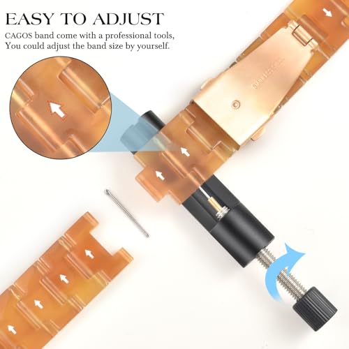 V-MORO Compatible with Resin Apple Watch Bands Series 11/10/9/8/7 46mm 45mm 44mm 42mm,Fashion Lightweight Resin Bracelet Wristband with Rose Gold Buckle iWatch Ultra 49mm Series 6/5/4/3/2/1/SE-Amber Glow - Image 5