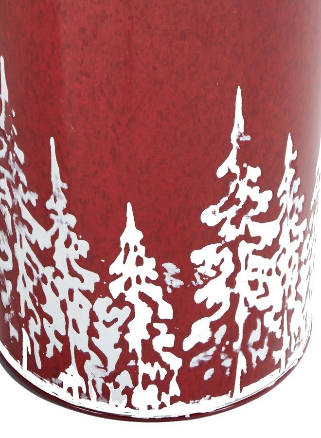 وورث إمبورتس دلو زراعة عيد الميلاد من المعدن المجلفن الأحمر من Worth Imports بتصميم شجرة، ارتفاع 7.5 بوصة، قطر 7 بوصات، طقم من قطعتين - Image 2