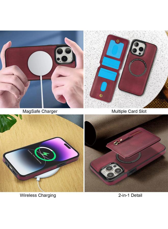 Zaboon Case For iPhone 13 Pro Max Zipper Wallet Split MagSafe Leather Back Phone Case - Image 4