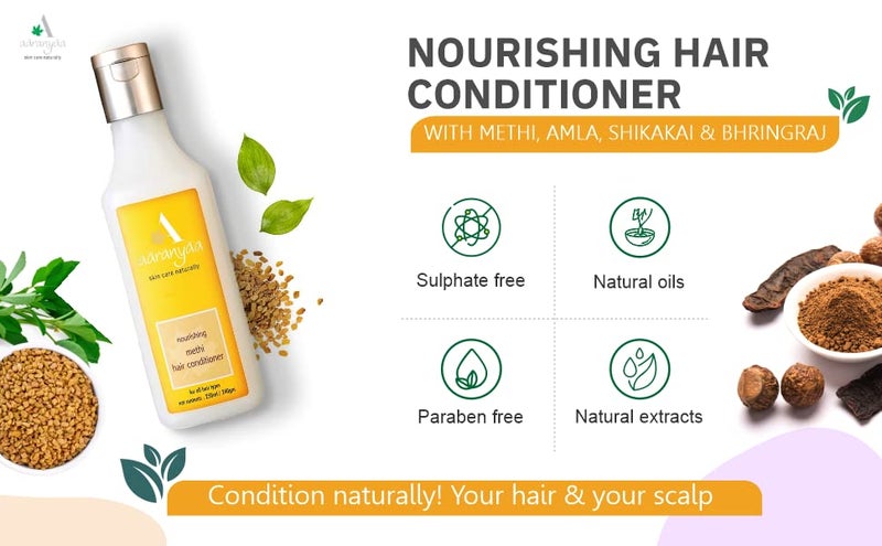 Aaranyaa Nourishing Hair Conditioner (250ml) With Methi & Shikakai | Nourish Repair and Shine Dull, Dry Frizzy & Lifeless Hair - Sulphate Free - Image 5