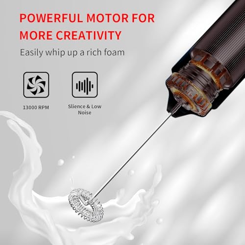 SKYTONE Coffee Frother Electric with Dual Spring Tech, 13000 RPM-Stand-Up Design for Cream (Whisk Milk frother) & Foamer for Coffee, Latte, Matcha, Hot (Black) - Image 4