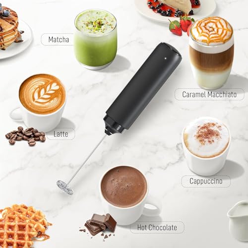 SKYTONE Coffee Frother Electric with Dual Spring Tech, 13000 RPM-Stand-Up Design for Cream (Whisk Milk frother) & Foamer for Coffee, Latte, Matcha, Hot (Black) - Image 5