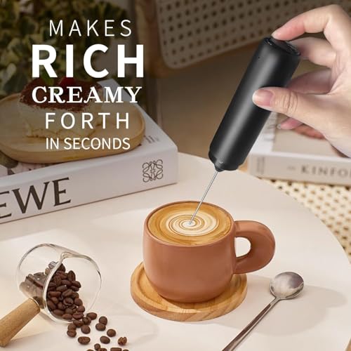 SKYTONE Coffee Frother Electric with Dual Spring Tech, 13000 RPM-Stand-Up Design for Cream (Whisk Milk frother) & Foamer for Coffee, Latte, Matcha, Hot (Black) - Image 2