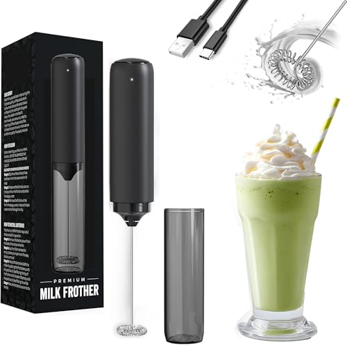 SKYTONE Coffee Frother Electric with Dual Spring Tech, 13000 RPM-Stand-Up Design for Cream (Whisk Milk frother) & Foamer for Coffee, Latte, Matcha, Hot (Black) - Image 1