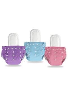 Chinmay Kids Combo Of Reusable Baby Washable Cloth Diaper Nappies With Multi Layered Micro Fibre Baby Insert Pads (Set Of 3) (Blue Pink Purple) (Assorted Colours)  - Image 1