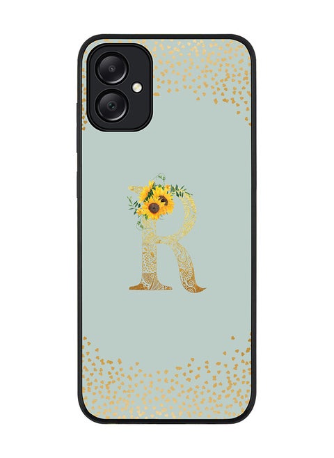 Rugged Black edge case for Samsung Galaxy A05 Case Cover- Custom Monogram Initial Letter Floral Pattern Alphabet-R  (Light Grey )