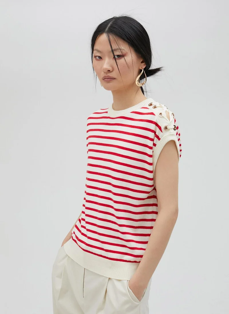 Lola Casademunt Striped top with eyelet details