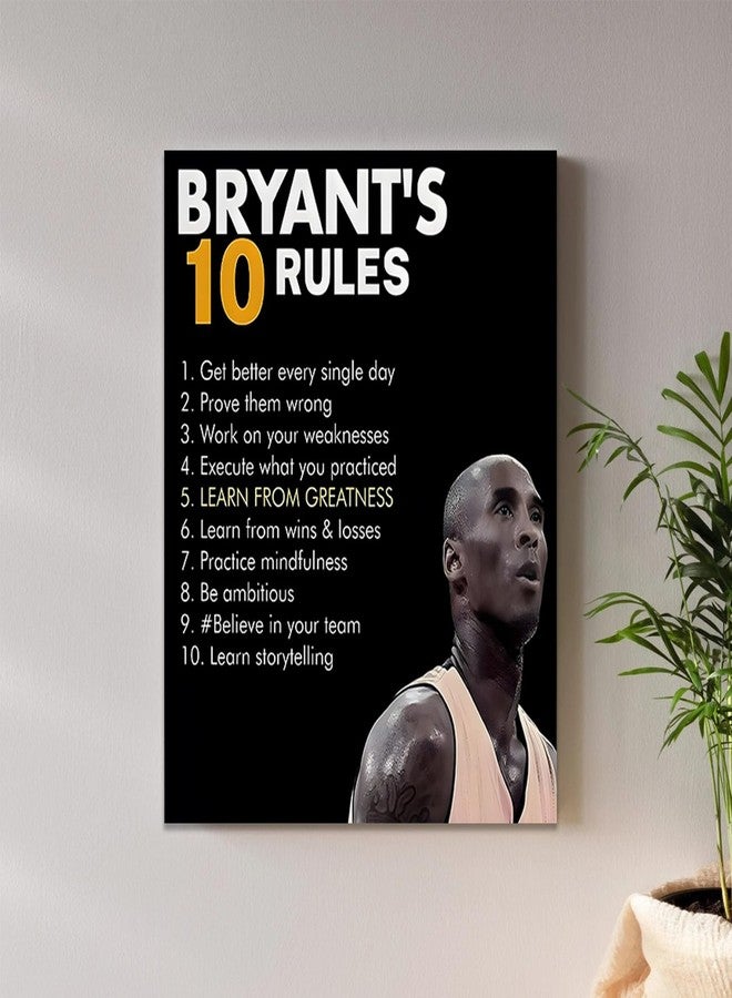 Sunwes Kobe Bryant’s 10 Rules Motivational Canvas Wall Art - Inspirational Basketball Quote Poster Print Canvas Basketball Motivational Wall Decor for Office, Gym, Living Room or Bedroom 8x10inch - Image 4