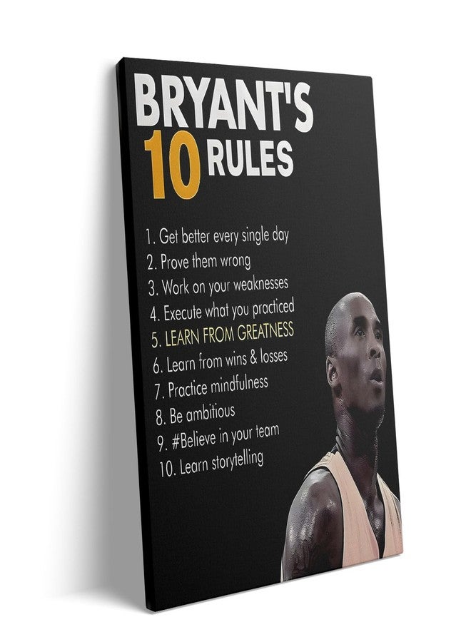 Sunwes Kobe Bryant’s 10 Rules Motivational Canvas Wall Art - Inspirational Basketball Quote Poster Print Canvas Basketball Motivational Wall Decor for Office, Gym, Living Room or Bedroom 8x10inch - Image 1