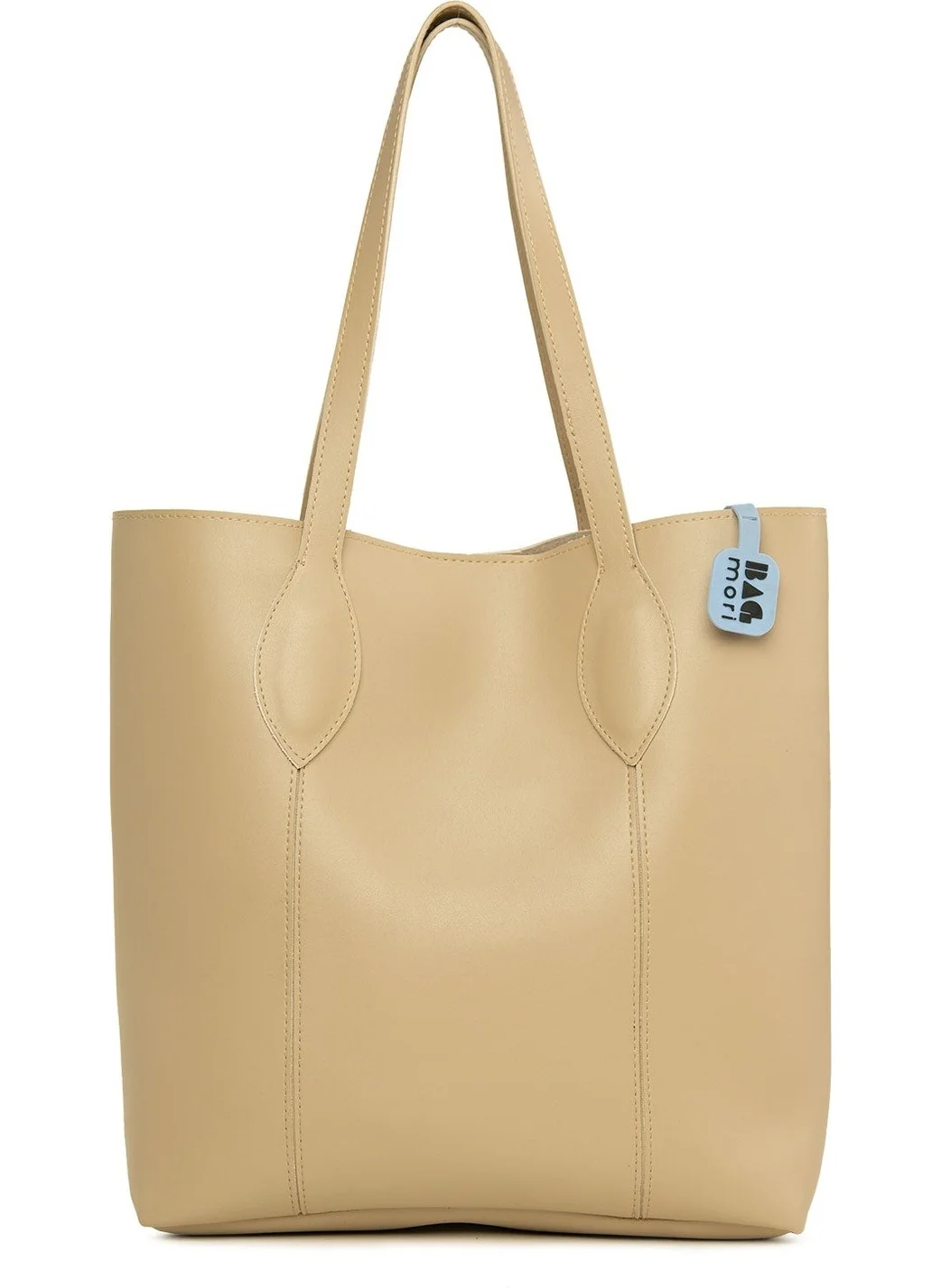 Bagmori Mink Stitched Drop Strap Tote Bag