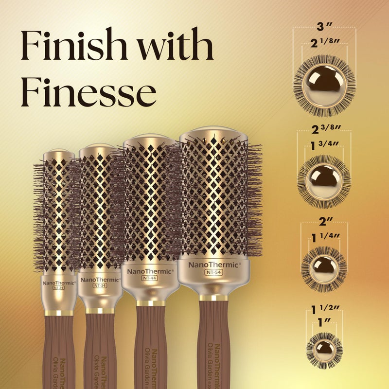 Olivia Garden NanoThermic Ceramic + Ion Round Thermal Hair Brush - Not Electrical - Professional Blowout Brush for Normal to Thick Hair -1" to 2 1/8" - Diameter Barrel - CIXL-24,34,44,54 - Image 3